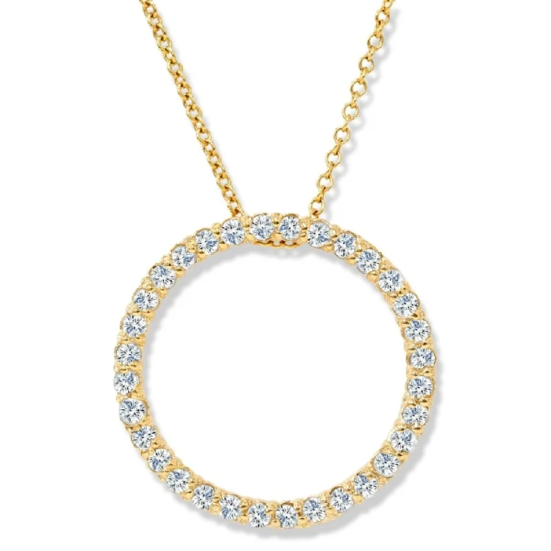 personalized charm necklace for moms -1/2ct Circle Of Life Lab Grown Diamond Pendant Yellow Gold Necklace