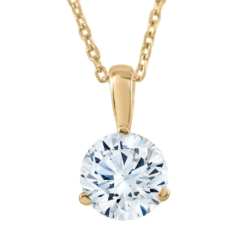 elegant diamond necklace for weddings -1/3Ct Diamond Solitaire Pendant EX3 Lab Grown IGI Certified Yellow Gold (GH/SI)