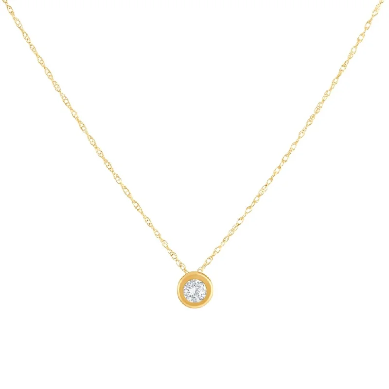 vintage gold necklace for women -1/4Ct Diamond Bezel Pendant Solitaire Necklace Yellow Gold Lab Grown