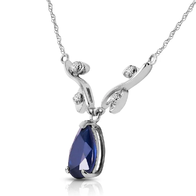 infinity necklace for couples -1.52 Carat 14K Solid White Gold Necklace Natural Diamond Sapphire