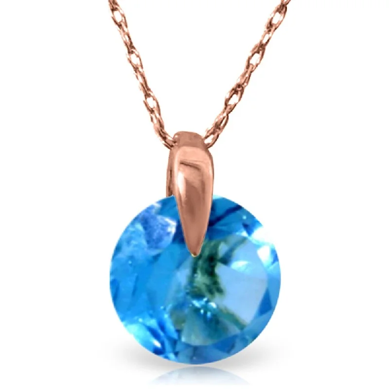 round pendant necklace for men -1 Carat 14K Rose Gold Sundisk Blue Topaz Necklace