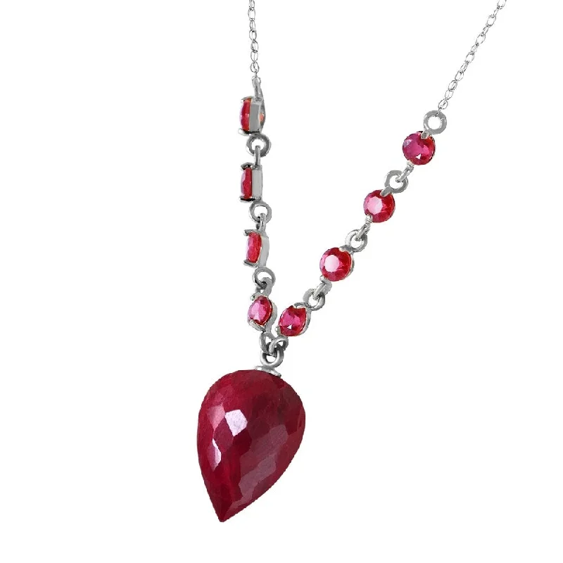 luxury diamond necklace for men -14 Carat 14K Solid White Gold Dreamy Pleasure Ruby Necklace