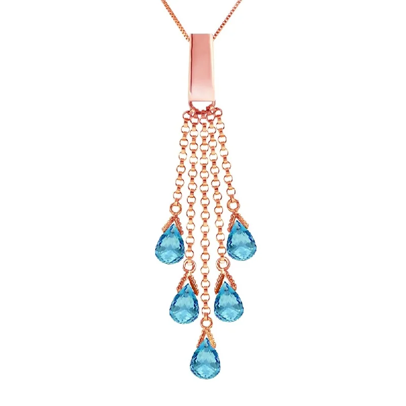 crystal pendant necklace -14K Rose Gold Briolette Blue Topaz Necklace Class