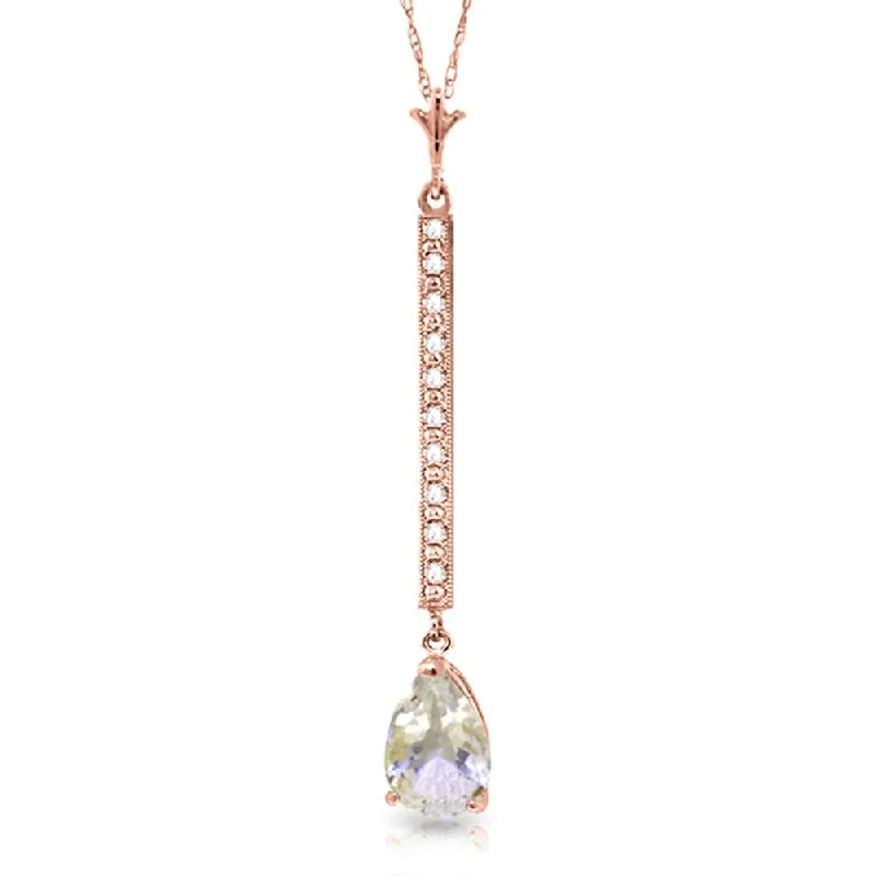 boho style necklace for summer -14K Rose Gold Diamond & Rose Topaz Necklace Certified