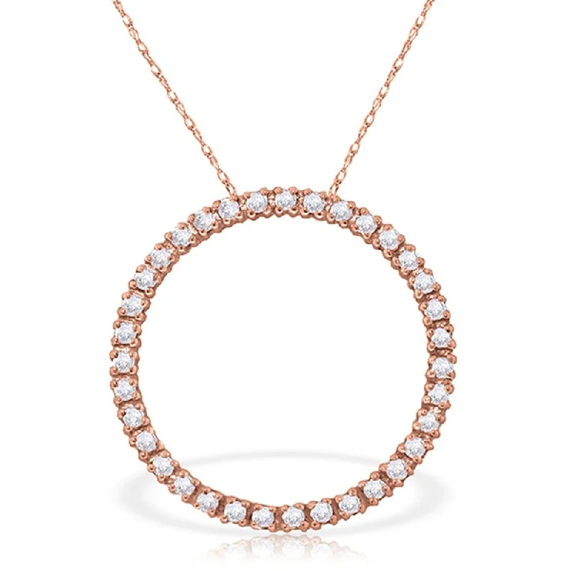 long pendant necklace for women -14K Rose Gold Diamonds Circle of Love Gemstone Necklace