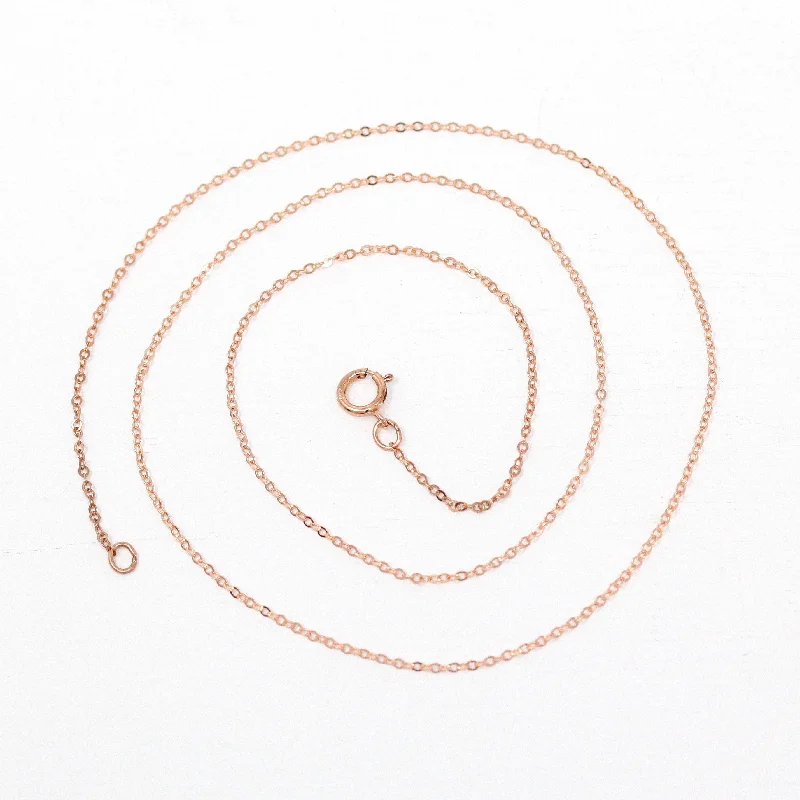 long pendant necklace for women -14k Rose Gold Filled Chain - 18 Inch 14/20 GF Necklace - 1.2 mm Flat Dainty Cable Chain Spring Ring Clasp - Pink GF 18" New Jewelry Supply