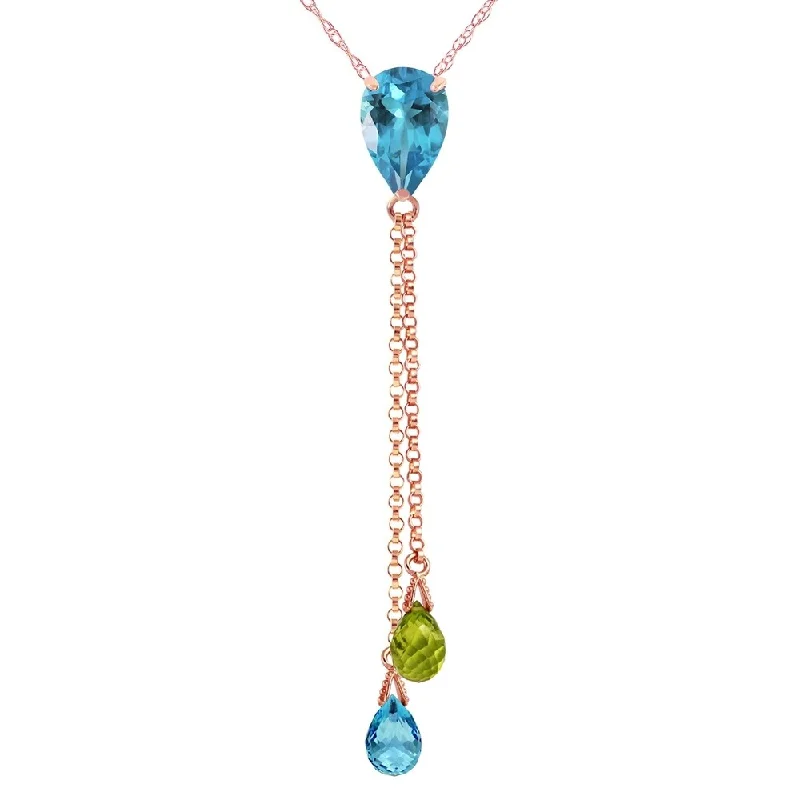 adjustable necklace for women -14K Rose Gold Necklace w/ Blue Topaz & Peridot