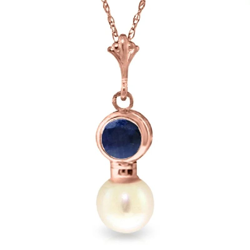 stylish choker necklace for women -14K Rose Gold Necklace w/ Sapphire & Pearl