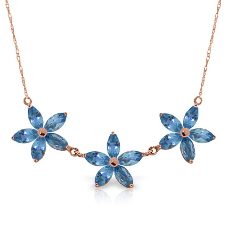 pendant necklace for everyday wear -14K Solid Rose Gold Necklace with Natural Blue Topaz