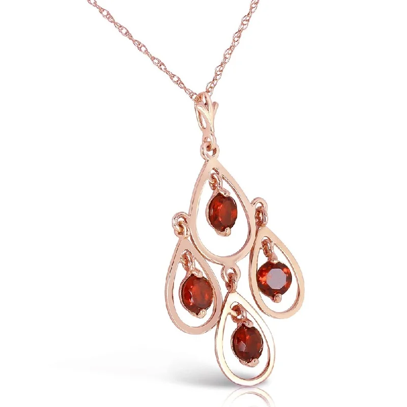 birthstone necklace for birthday gifts -14K Solid Rose Gold Necklace with Natural Garnets