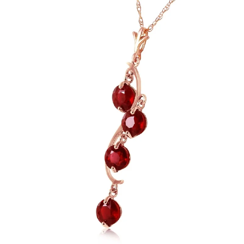 crystal necklace for weddings -14K Solid Rose Gold Necklace with Natural rubyes