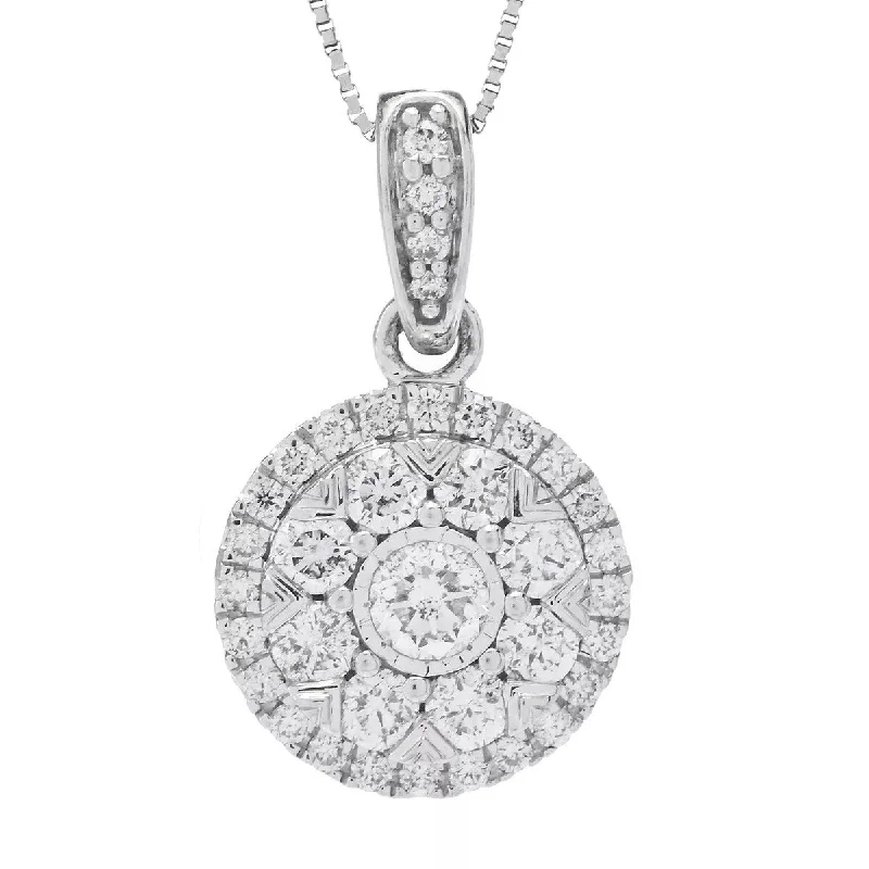 birthstone pendant necklace for mothers -14K White Gold 0.76ctw Diamond Pendant w/ Chain, 4.7 grams