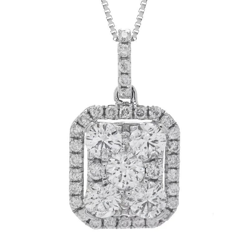 18k gold necklace for men -14K White Gold 0.90ctw Diamond Pendant w/ Chain, 2.3 grams