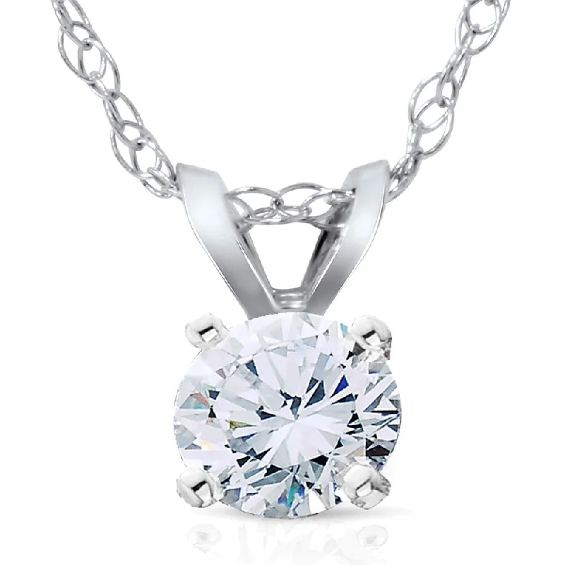 adjustable necklace for women -14k White Gold 1/2ct Lab Grown Diamond Eco Friendly Sollitaire Pendant