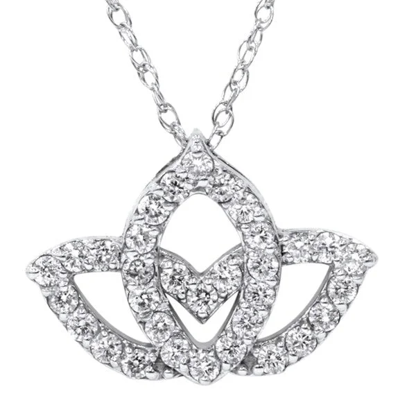 fashion jewelry necklace for women -14k White Gold 2/5ct TDW Diamond Lotus Flower Pendant Necklace