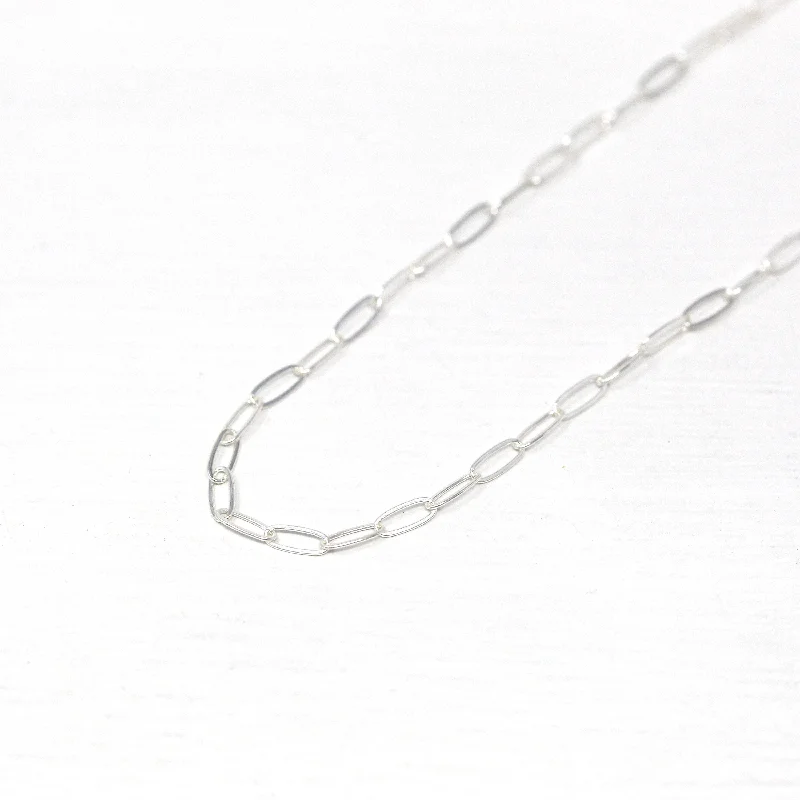 pearl necklace for brides -18 Inch Paperclip Chain - Sterling Silver Drawn Flat Cable Bright Finish Necklace - 2 mm Spring Ring Clasp Layer Fashion Accessory Jewelry