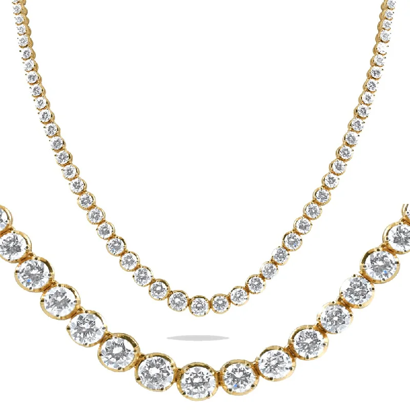 opal pendant necklace for women -18K Yellow Gold 16 ct TDW Graduated Diamond Tennis Necklace 17" Double Lock Clasp