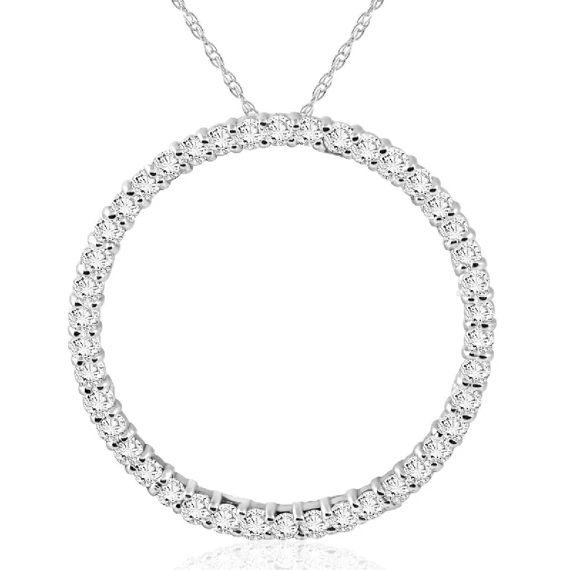 round pendant necklace for men -1Ct Circle Diamond Pendant White Gold Necklace Lab Grown