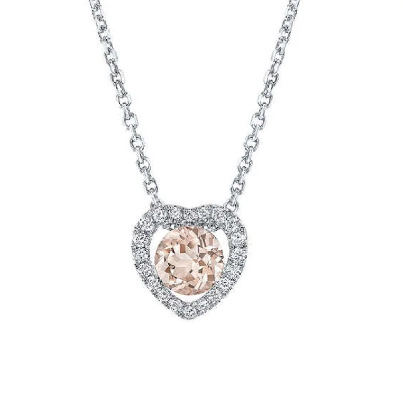 custom letter necklace for girls -1Ct Morganite & Lab Grown Diamond Heart Pendant White Gold Women's Necklace