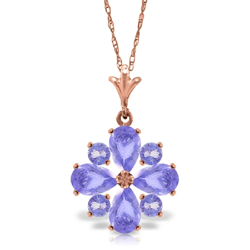 moon pendant necklace for women -2.43 Carat 14K Rose Gold Spring Tanzanite Necklace