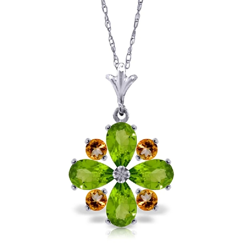 elegant gold necklace for special occasions -2.43 Carat 14K White Gold Exhiliration Peridot Citrine Necklace