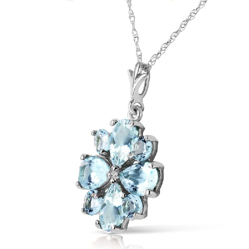 pearl necklace for brides -2.43 CTW 14K Solid White Gold Form Of Flattery Aquamarine Necklace