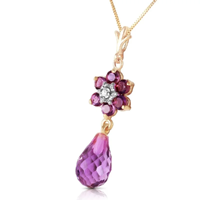 diamond tennis necklace for women -2.78 Carat 14K Solid Gold Necklace Natural Amethyst Diamond