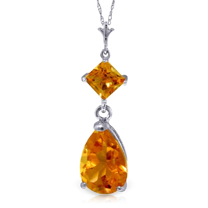 silver heart necklace for women -2 Carat 14K White Gold Where Angels Tread Citrine Necklace