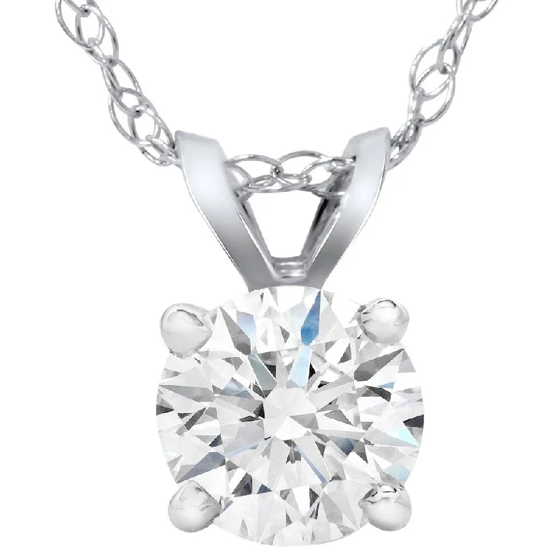 vintage necklace for women -3/4ct Diamond Round Solitaire Pendant White Gold Lab Grown