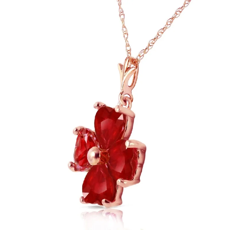 pendant necklace for layering -3.6 Carat 14K Solid Rose Gold Heart Cluster Ruby Necklace