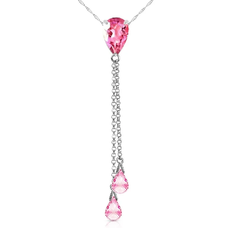 initial necklace for women -3.75 Carat 14K White Gold Necklace Pink Topaz