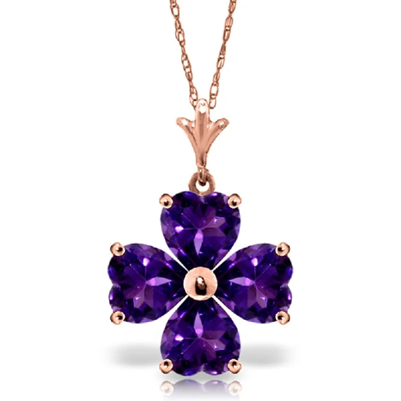 cute necklace for teenage girls -3.8 Carat 14K Rose Gold Heart Cluster Amethyst Necklace