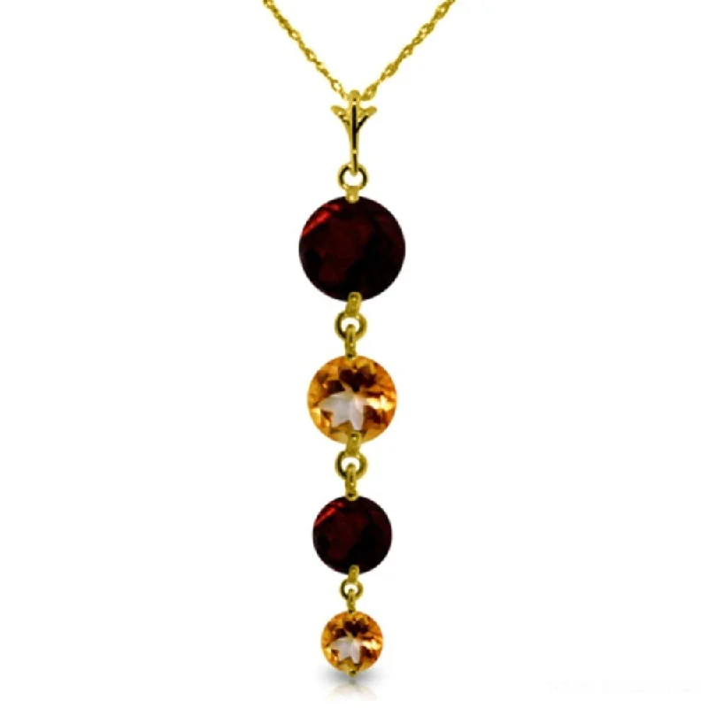 simple silver necklace for men -3.9 Carat 14K Gold Necklace Natural Garnet Citrine