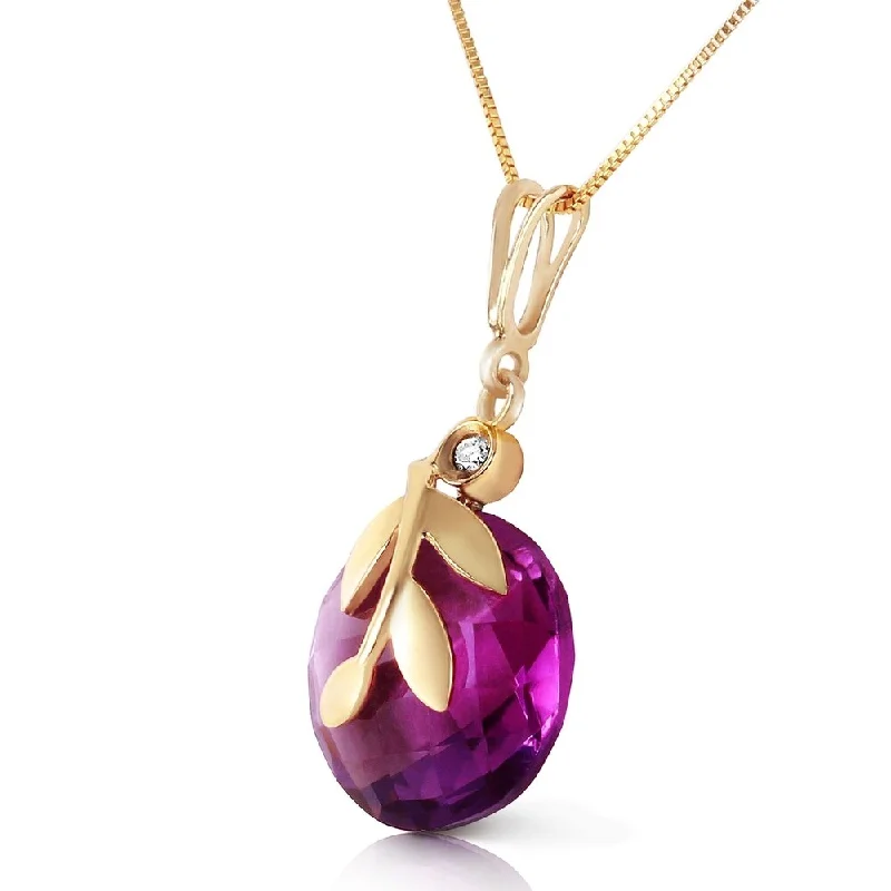 infinity necklace for couples -5.32 Carat 14K Solid Gold Necklace Checkerboard Cut Purple Amethyst Diamo