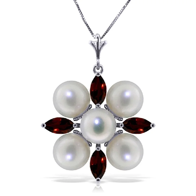 elegant diamond necklace for weddings -6.3 Carat 14K Solid White Gold Sky's The Limit Garnet pearl Necklace