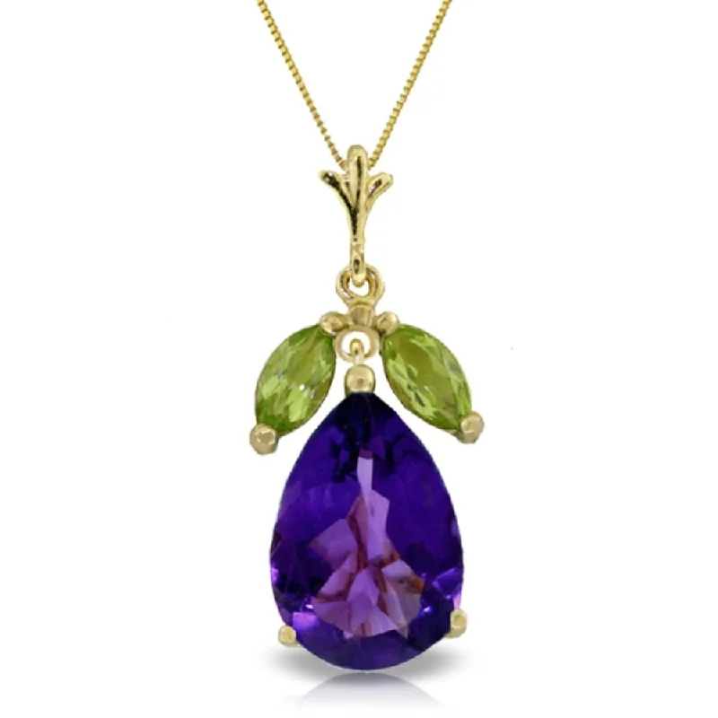 minimalist gold necklace -6.5 Carat 14K Gold Ballerina Amethyst Peridot Necklace