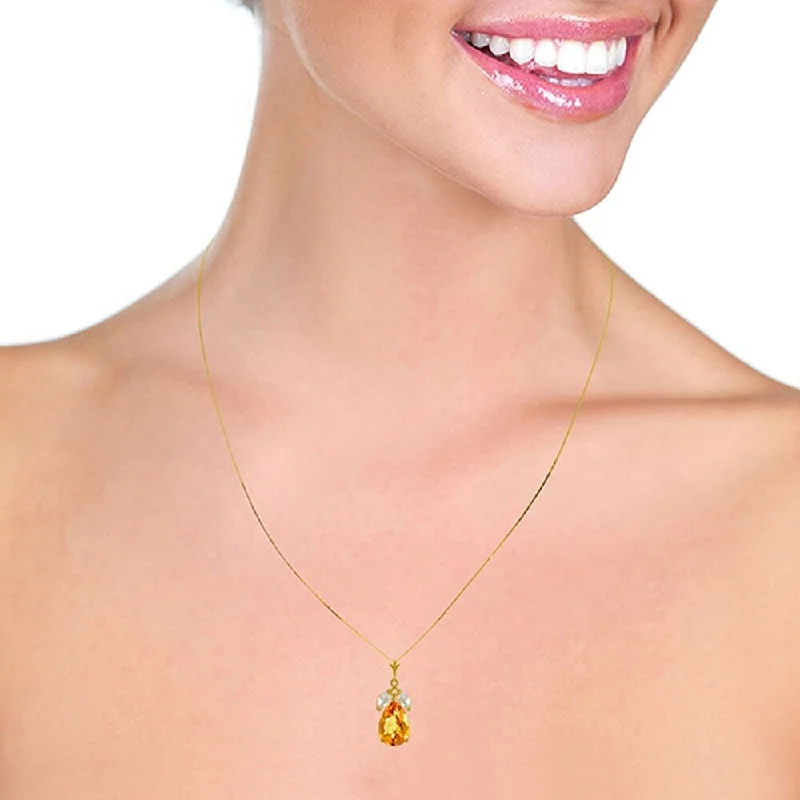 cute charm necklace for kids -6.5 Carat 14K Solid Gold Necklace Citrine White Topaz