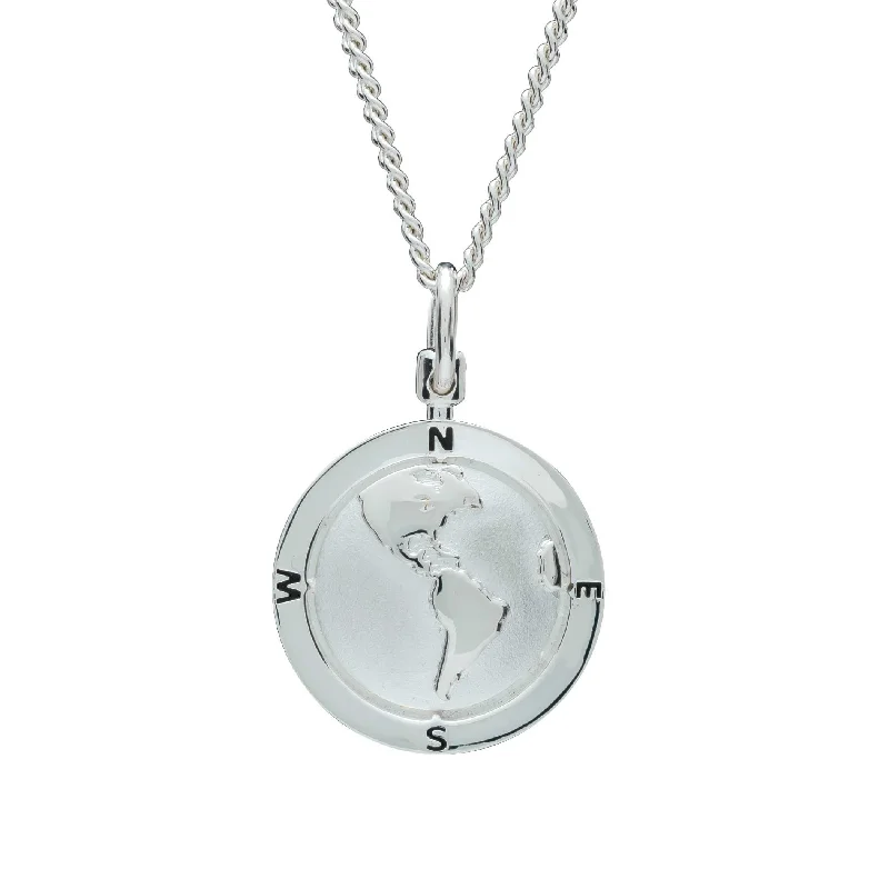 delicate gold necklace for daily wear -Americas Map Globe Personalised St Christopher - Silver Chain