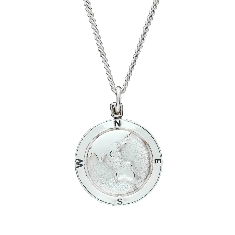 diamond tennis necklace for women -Australasia Map Globe Personalised St Christopher - Silver Chain