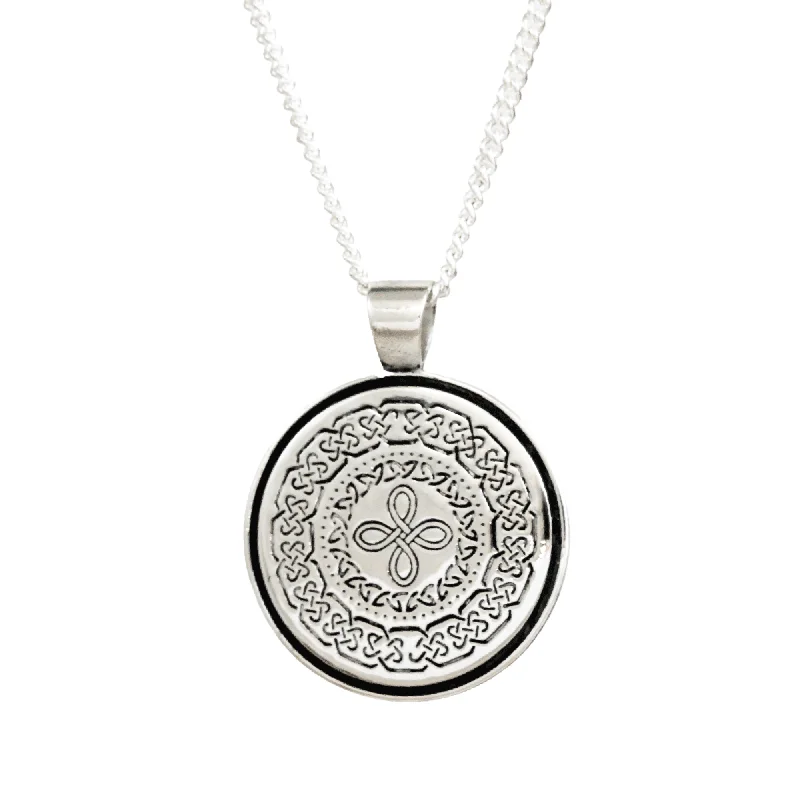 luxury diamond necklace for men -Celtic Mandala Personalised Silver Necklace