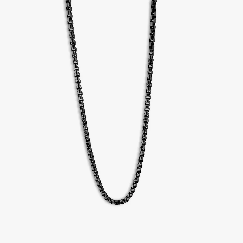 multi-layer necklace for women -Classic Box Chain Necklace In Black IP Plated Stainless Steel