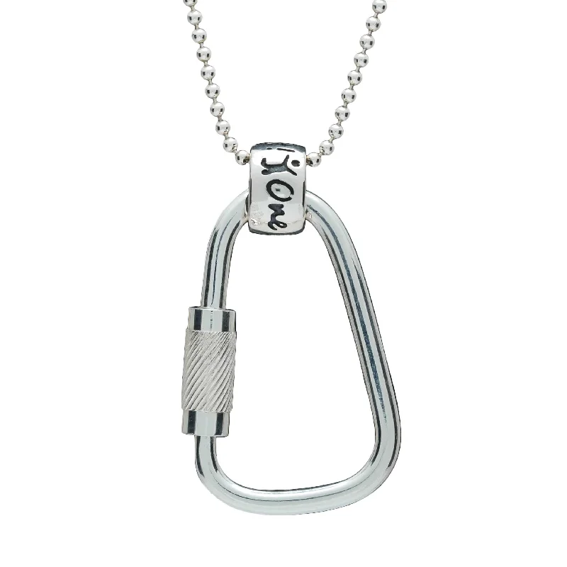 crystal necklace for weddings -Climbing Carabiner One Life, Live It Silver Necklace