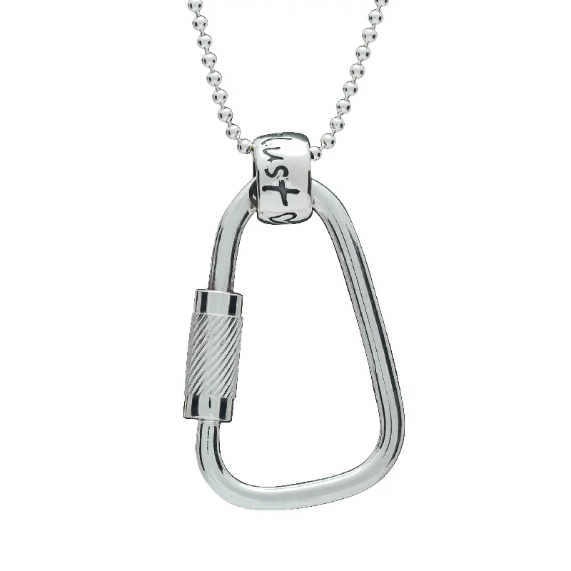 spiritual necklace for women -Climbing Carabiner Wanderlust Silver Necklace