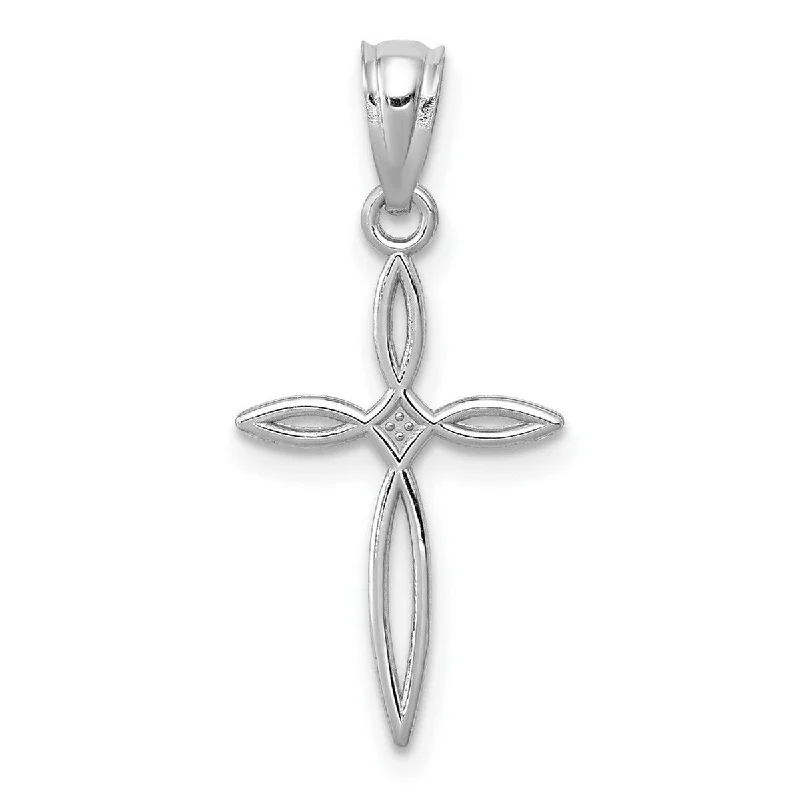 silver and gold necklace for layering -Curata 14k White Gold 18" Small Passion Cross Charm Necklace - 16x11mm