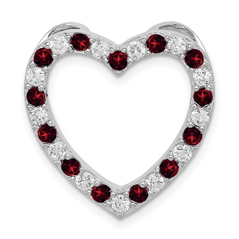 tribal style necklace for men -Curata 925 Sterling Silver Garnet and CZ Cubic Zirconia Simulated Diamond Love Heart Pendant Necklace Jewelry Gifts for Women