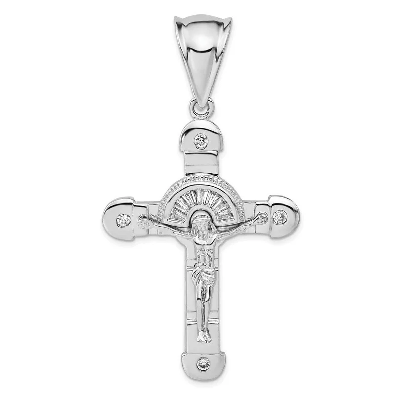 unique necklace for men -Curata 925 Sterling Silver Polished CZ Cubic Zirconia Simulated Diamond Crucifix Pendant Necklace Jewelry Gifts for Women