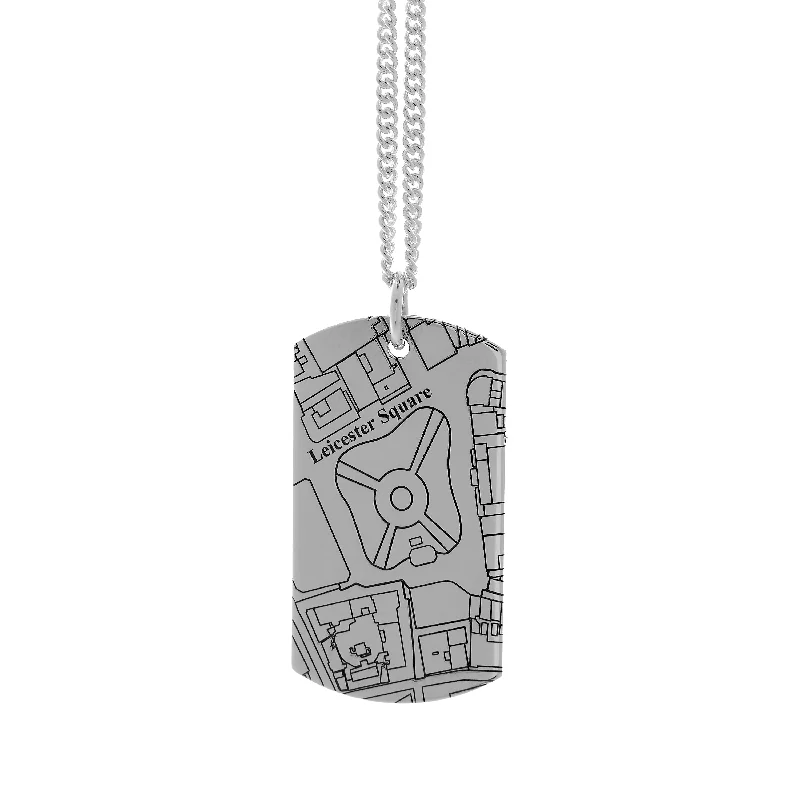 diamond tennis necklace for women -Custom Street Map Large Dog Tag Necklace