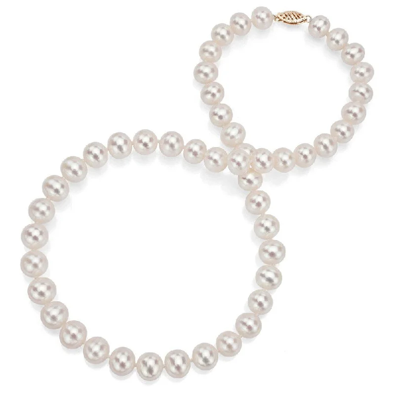 snake chain necklace for men -DaVonna 14k Gold 7-8mm White Freshwater Pearl Necklace 24-inch