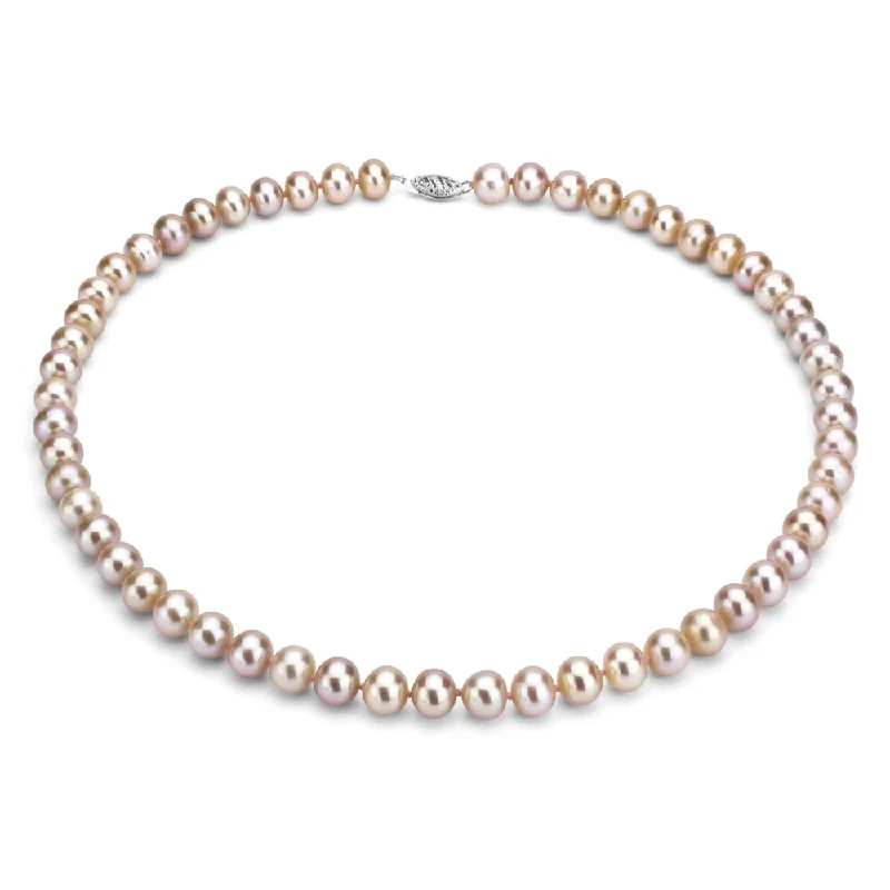 vintage-inspired necklace for women -DaVonna Silver Pink FW Pearl 24-inch Necklace (7-7.5 mm)