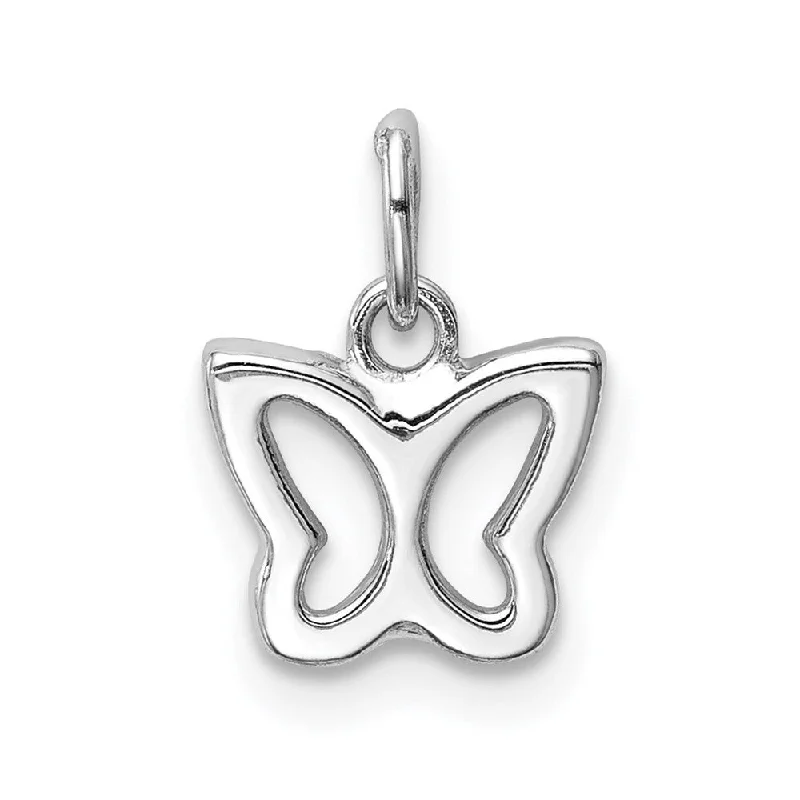 angel wing necklace for women -Diamond2Deal 14K White Gold Cut-out Butterfly Pendant